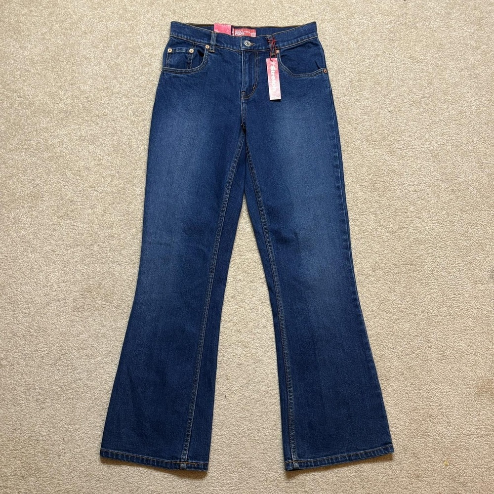 Levi's 517 Jeans Girls 14 Regular Blue Dark Wash Stretch Flare Denim Pants NWT